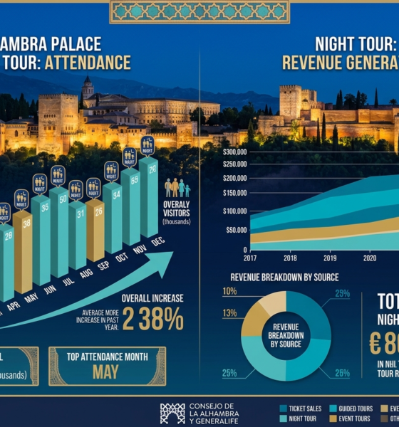 Alhambra palace night tour attendance revenue